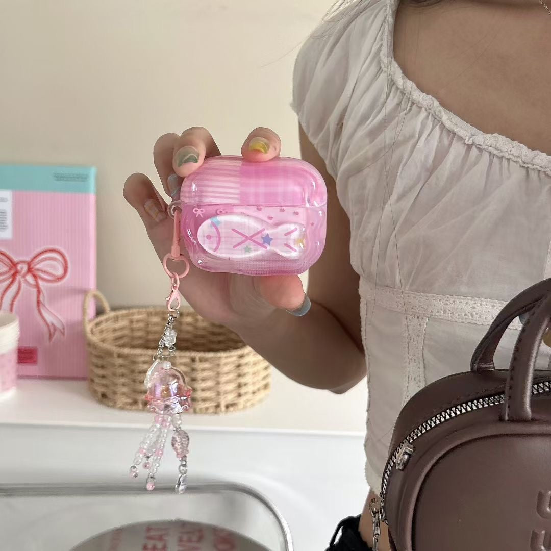 Pinke Einhorn AirPods Hülle mit Kristallperlen-Charm