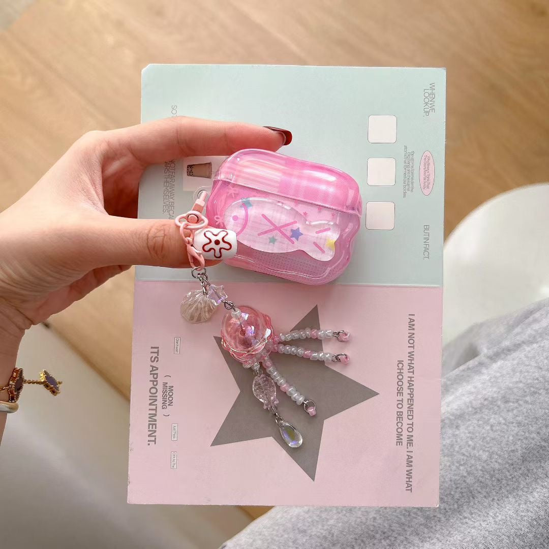 Pinke Einhorn AirPods Hülle mit Kristallperlen-Charm