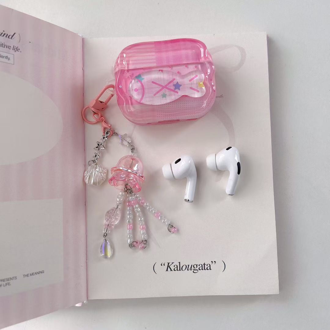 Pinke Einhorn AirPods Hülle mit Kristallperlen-Charm