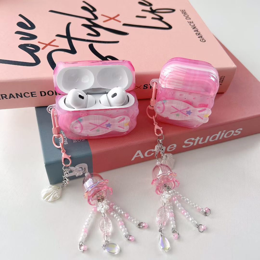 Pinke Einhorn AirPods Hülle mit Kristallperlen-Charm