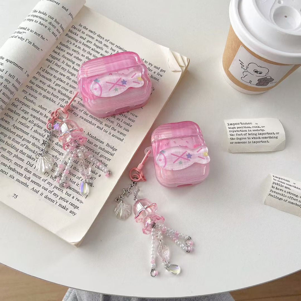 Pinke Einhorn AirPods Hülle mit Kristallperlen-Charm