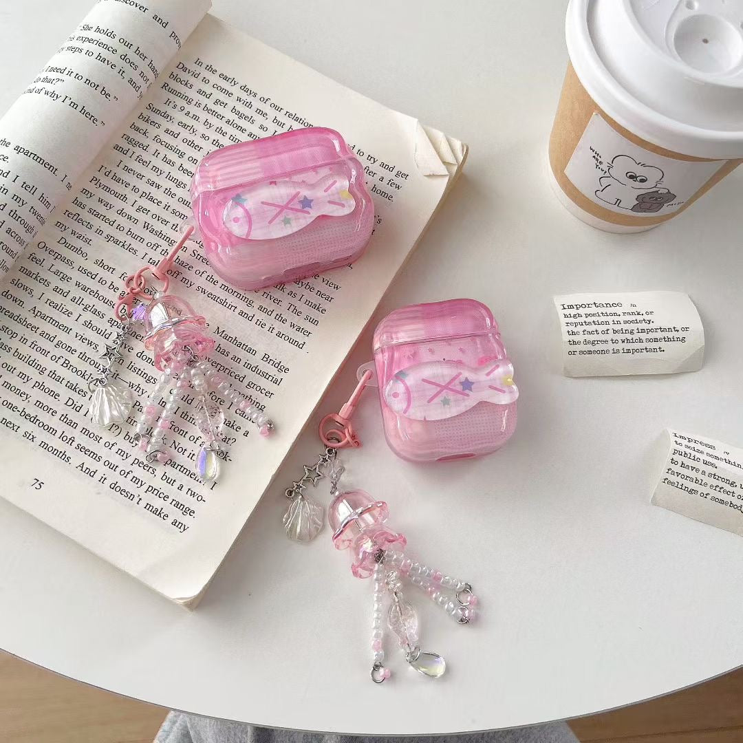 Pinke Einhorn AirPods Hülle mit Kristallperlen-Charm