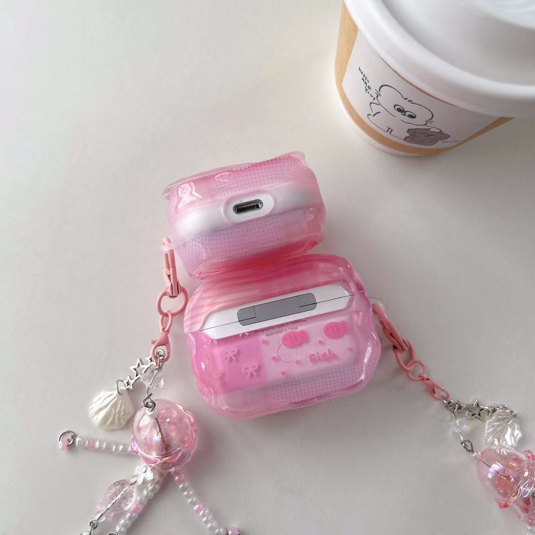 Pinke Einhorn AirPods Hülle mit Kristallperlen-Charm