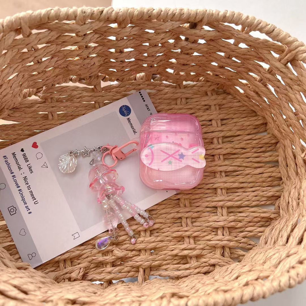 Pinke Einhorn AirPods Hülle mit Kristallperlen-Charm