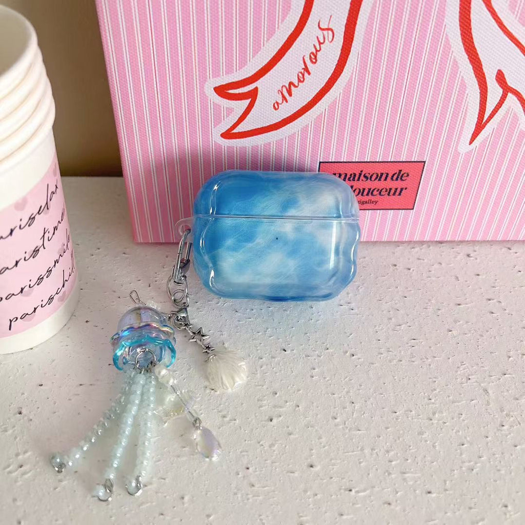 Pouzdro Blue Sky na AirPods s želatinovým korálkovým přívěskem