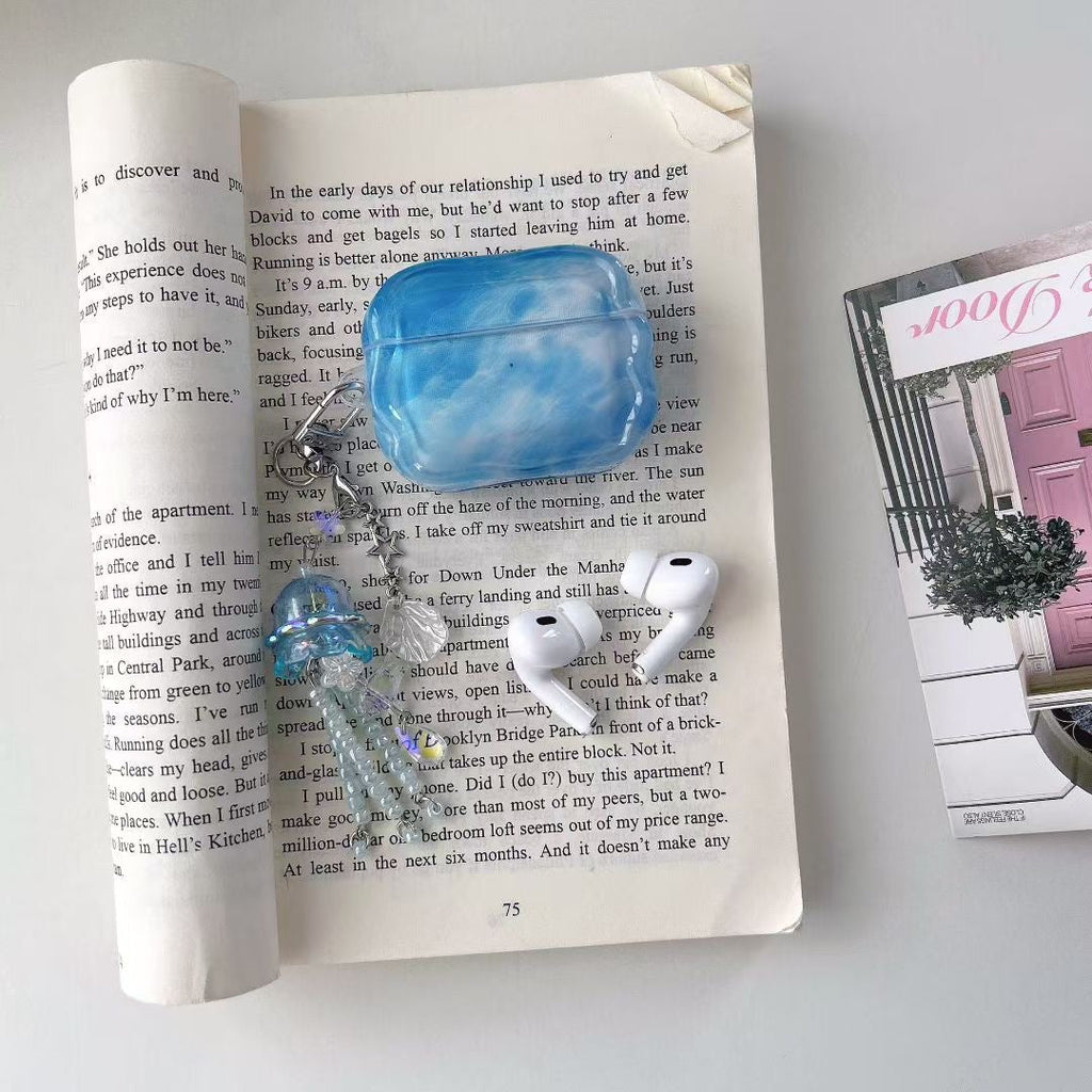 Pouzdro Blue Sky na AirPods s želatinovým korálkovým přívěskem