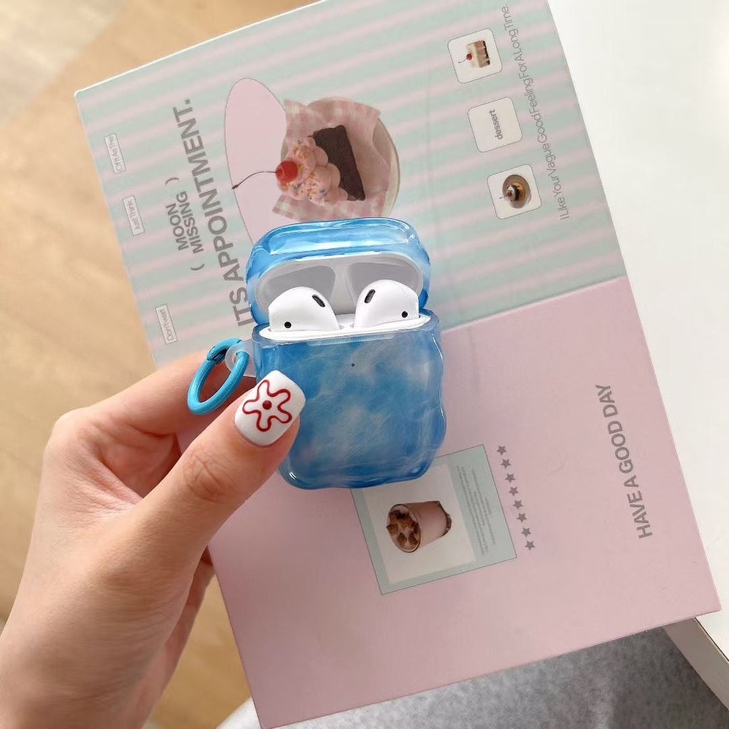 Pouzdro Blue Sky na AirPods s želatinovým korálkovým přívěskem