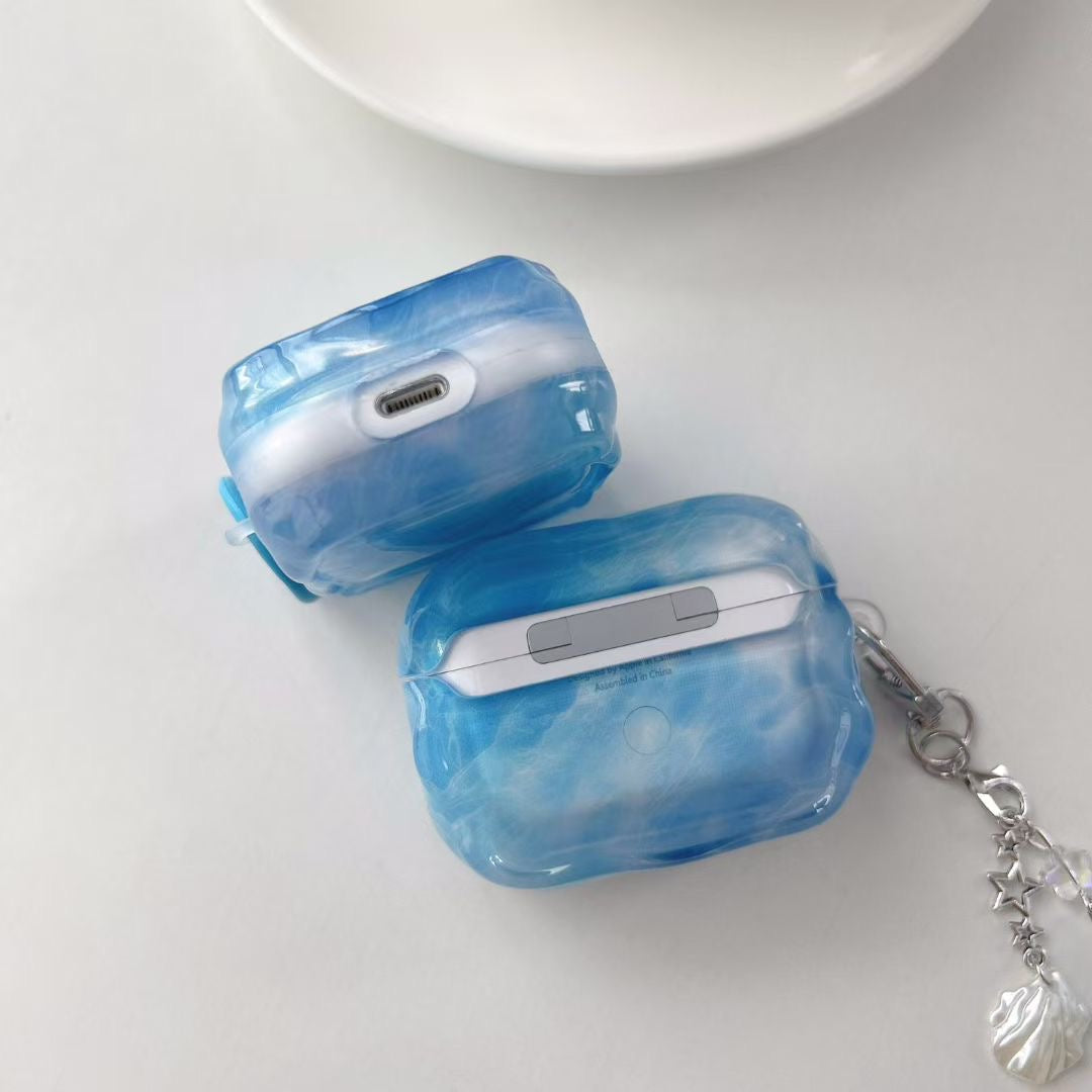 Pouzdro Blue Sky na AirPods s želatinovým korálkovým přívěskem