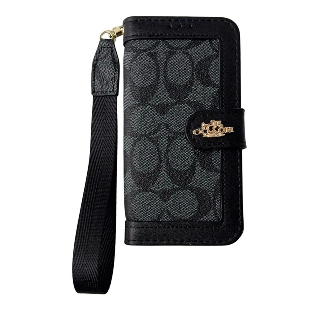 Étui portefeuille de luxe CO pour iPhone avec porte-cartes et dragonne