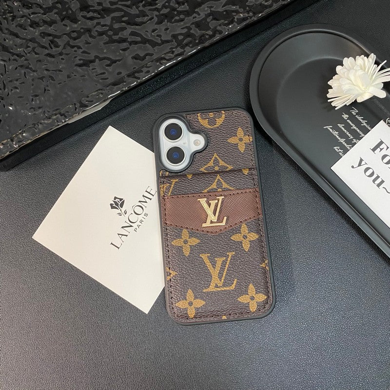 Étui pour iPhone de couleur classique avec porte-cartes de luxe