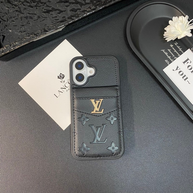 Étui pour iPhone de couleur classique avec porte-cartes de luxe