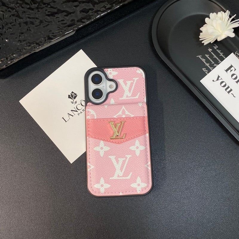 Étui pour iPhone de couleur classique avec porte-cartes de luxe