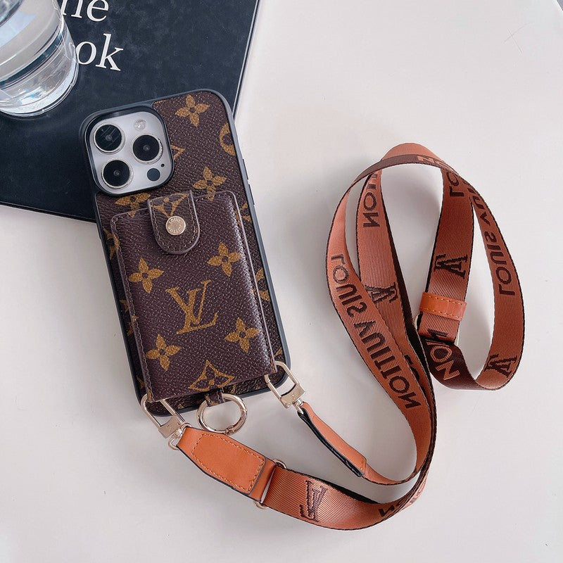 Étui iPhone Classique Chaîne Luxe avec Pochette pour Cartes