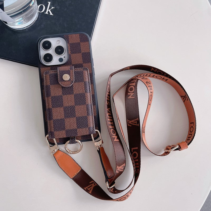 Étui iPhone Classique Chaîne Luxe avec Pochette pour Cartes