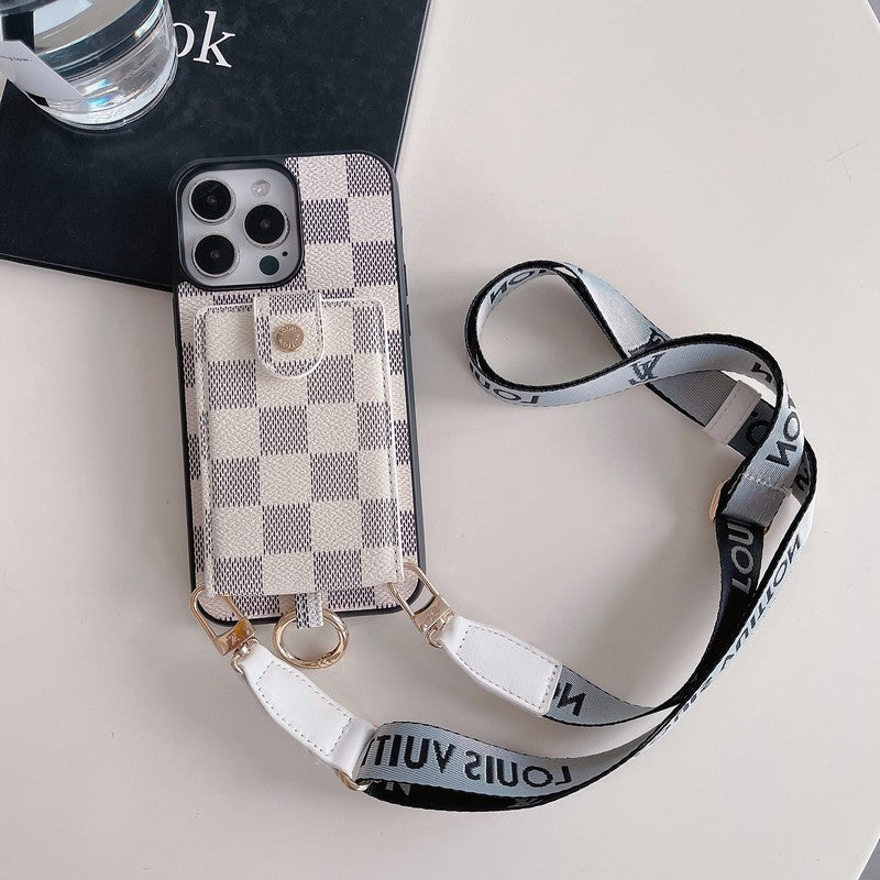 Étui iPhone Classique Chaîne Luxe avec Pochette pour Cartes