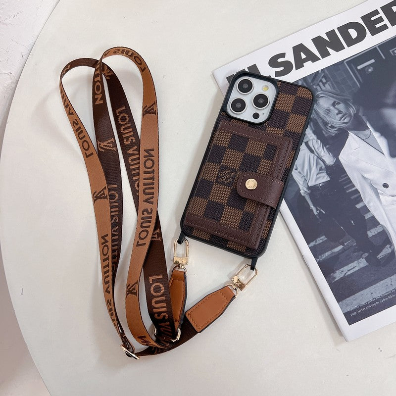 Étui iPhone de luxe avec porte-cartes à bandoulière