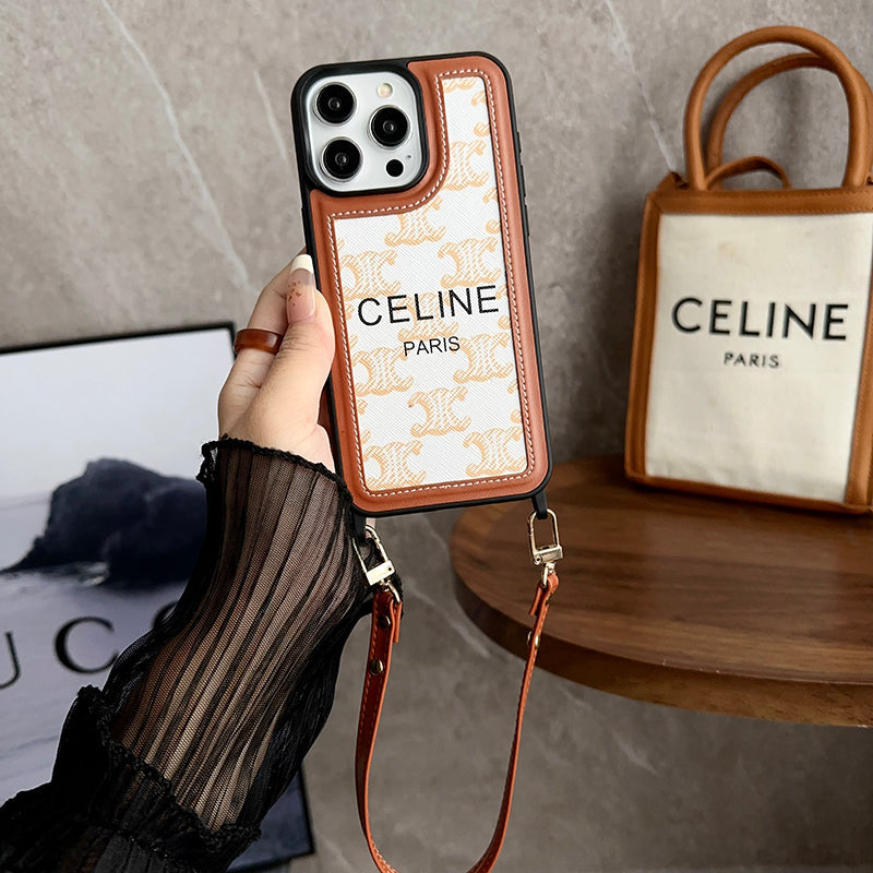 Coque iPhone 16 en cuir avec poignée de maintien – Tendance