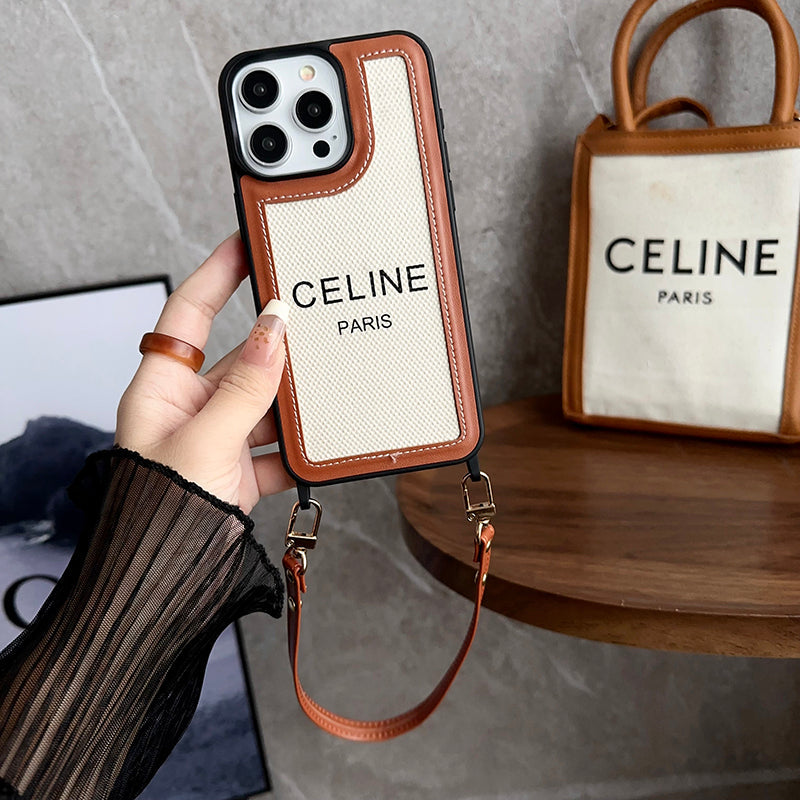 Coque iPhone 16 en cuir avec poignée de maintien – Tendance