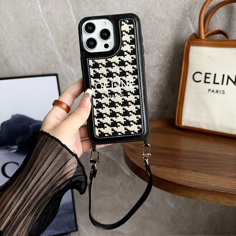 Coque iPhone 16 en cuir avec poignée de maintien – Tendance