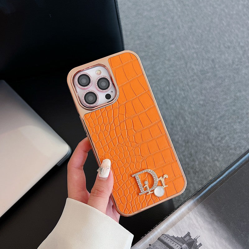 Coque iPhone Rose Doré avec Logo Diamant Tendance