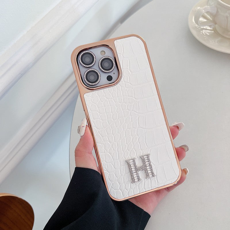Coque d'iPhone en or rose avec logo diamant classique