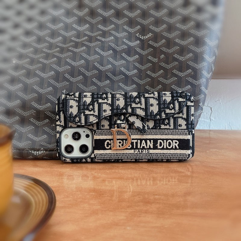 Coque iPhone en tissu noir et gris pour cartes