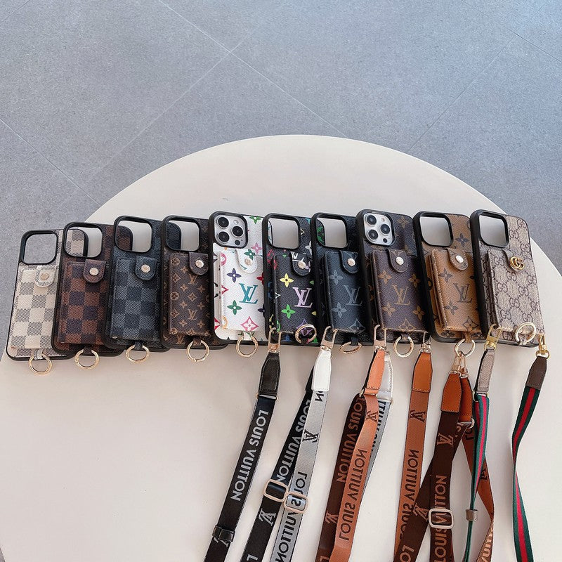 Étui iPhone Classique Chaîne Luxe avec Pochette pour Cartes