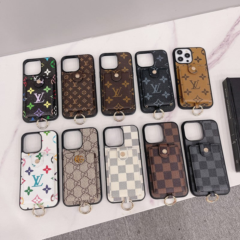 Luxusní klasické barevné pouzdro na iPhone s kapsou na karty