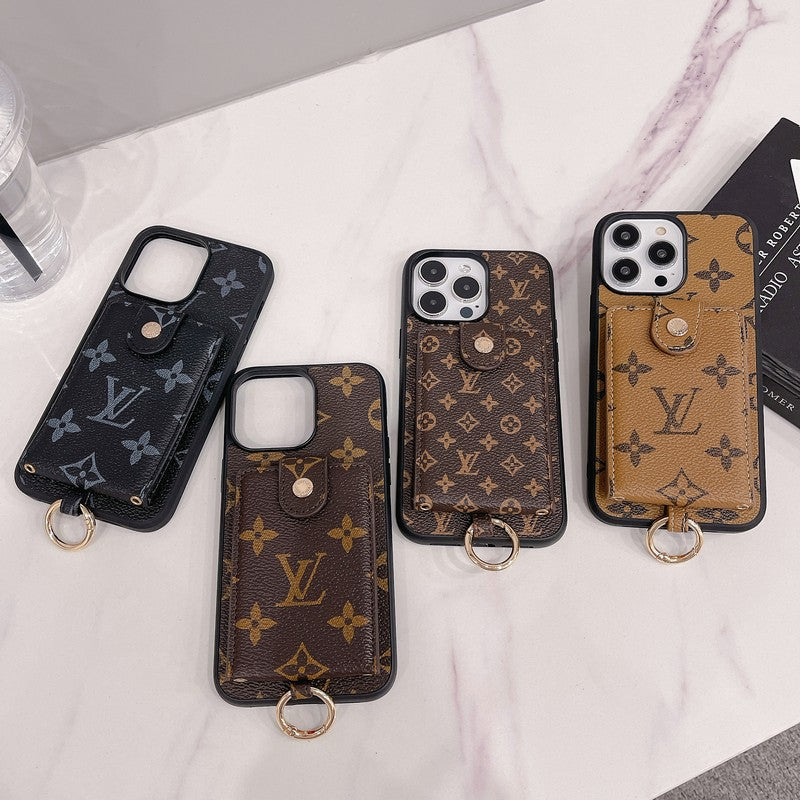 Luxusní klasické barevné pouzdro na iPhone s kapsou na karty