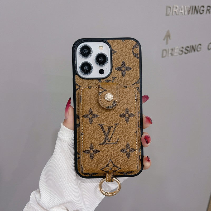 Luxusní klasické barevné pouzdro na iPhone s kapsou na karty