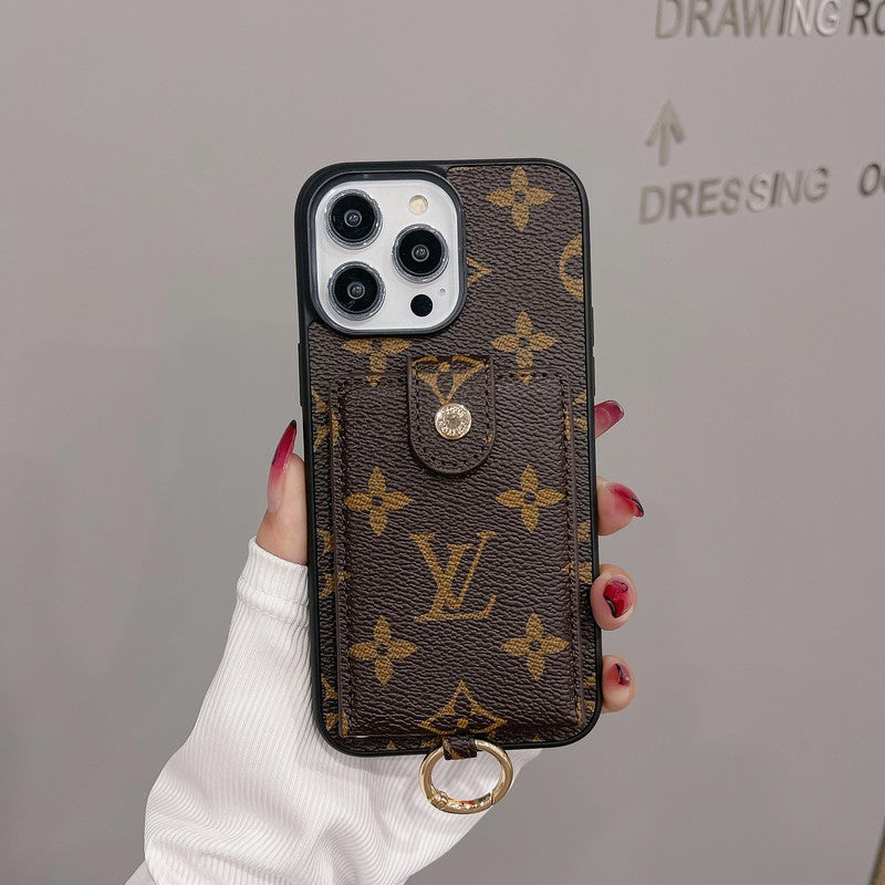 Luxusní klasické barevné pouzdro na iPhone s kapsou na karty