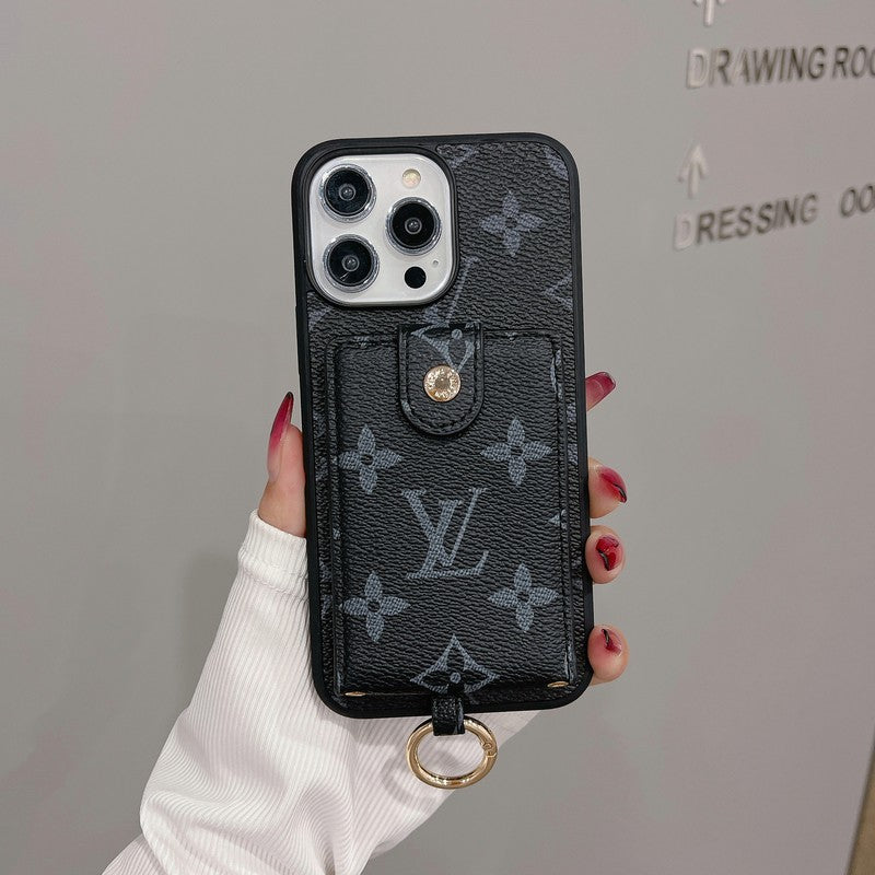 Luxusní klasické barevné pouzdro na iPhone s kapsou na karty
