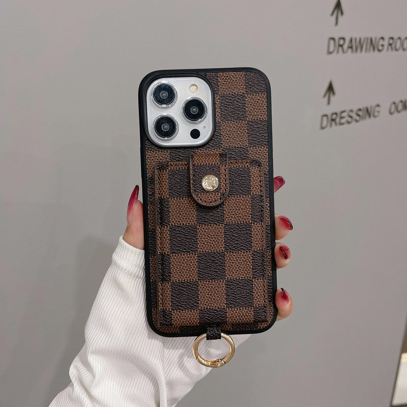 Luxusní klasické barevné pouzdro na iPhone s kapsou na karty