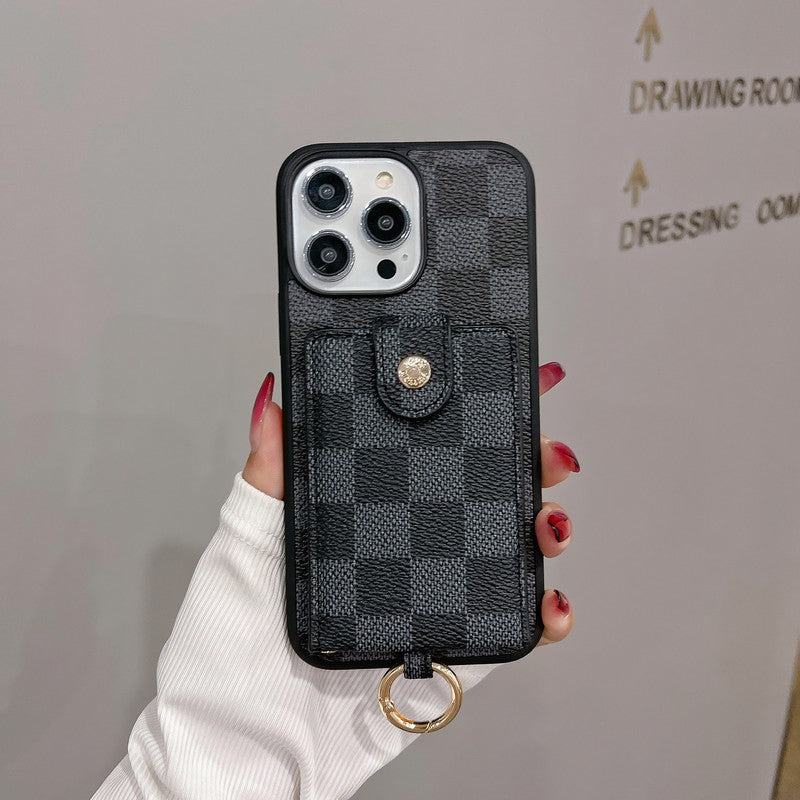 Luxusní klasické barevné pouzdro na iPhone s kapsou na karty