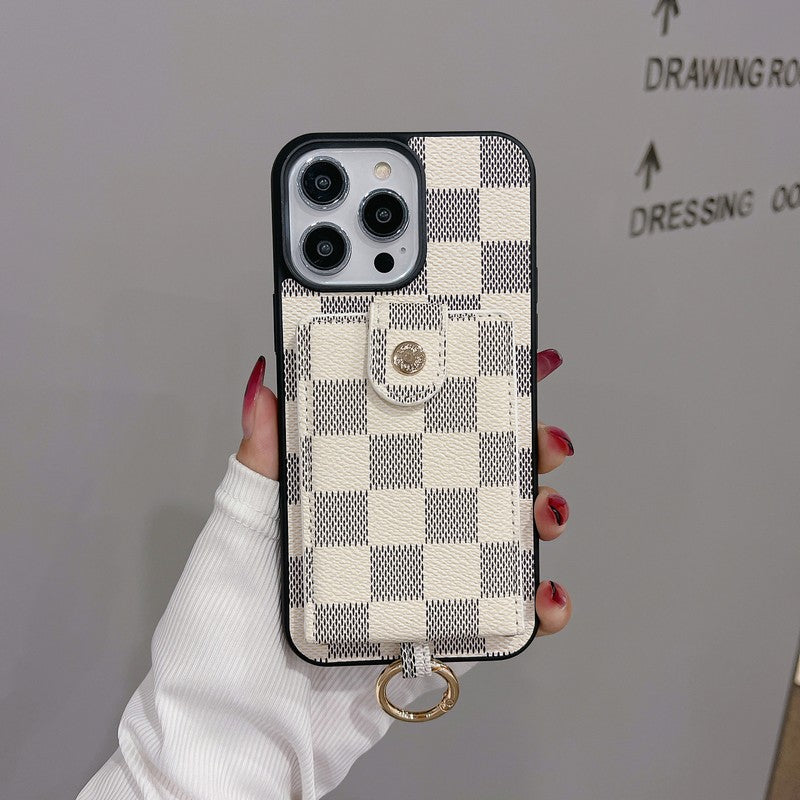 Luxusní klasické barevné pouzdro na iPhone s kapsou na karty