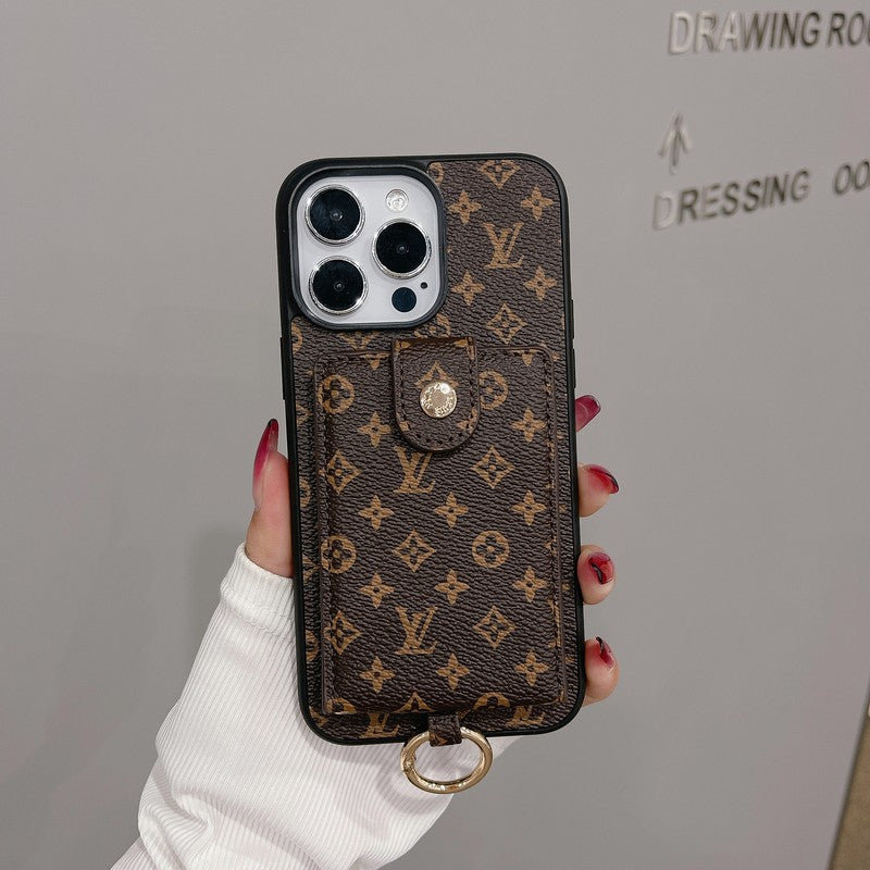 Luxusní klasické barevné pouzdro na iPhone s kapsou na karty