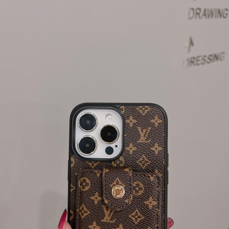 Luxusní klasické barevné pouzdro na iPhone s kapsou na karty