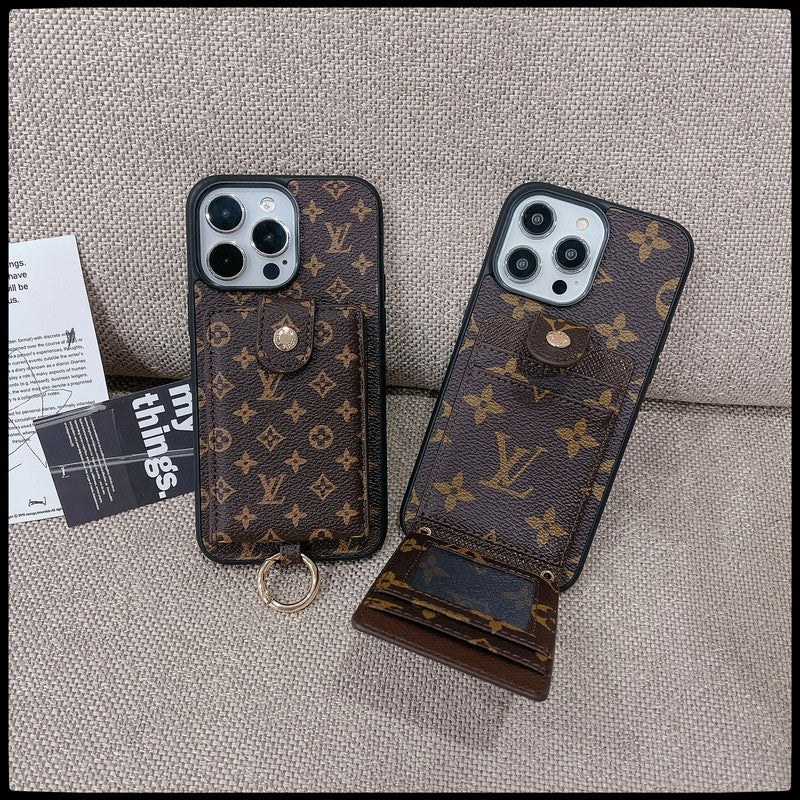 Luxusní klasické barevné pouzdro na iPhone s kapsou na karty