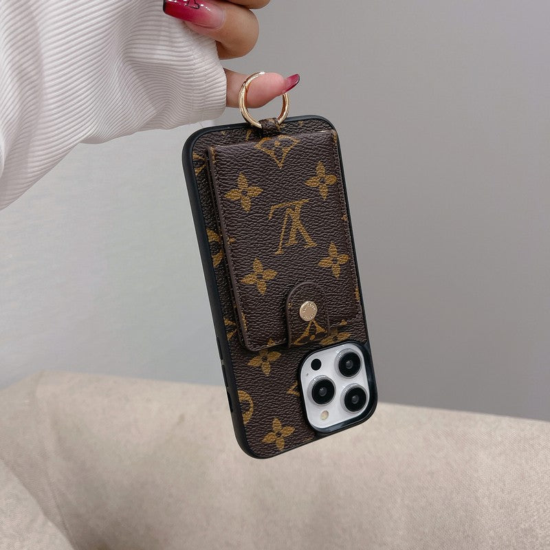 Luxusní klasické barevné pouzdro na iPhone s kapsou na karty