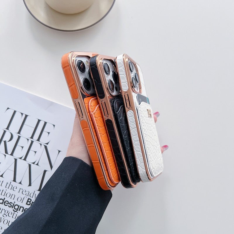 Pouzdro na iPhone H růžově zlaté z kůže