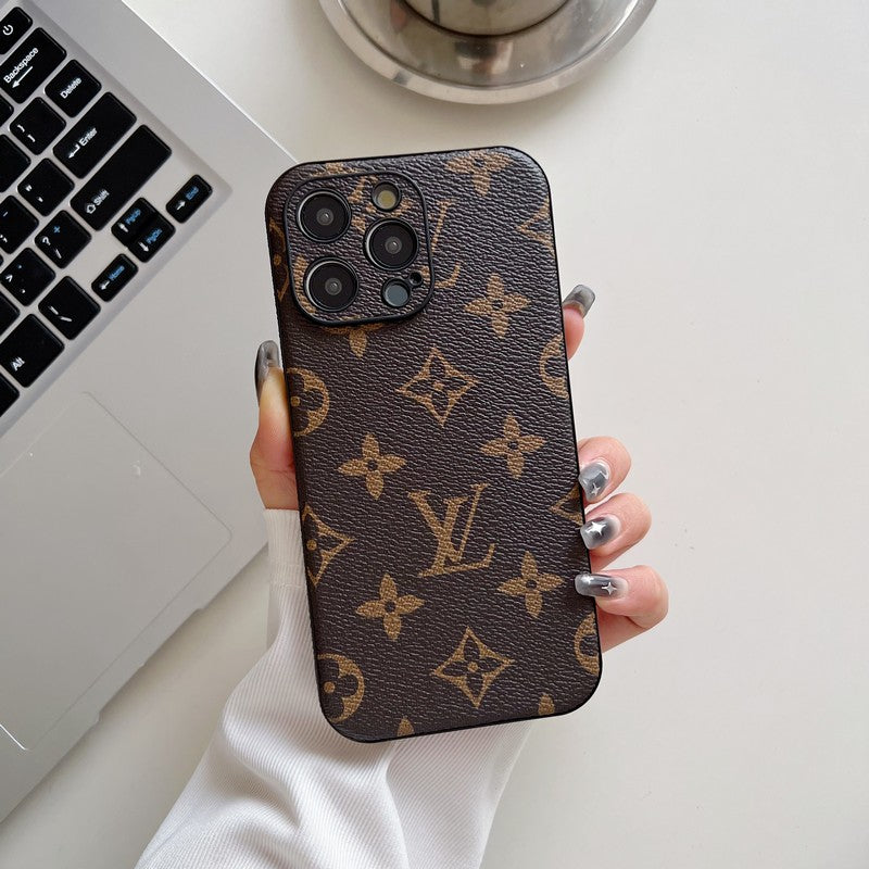 Coque iPhone en cuir couleur classique de luxe