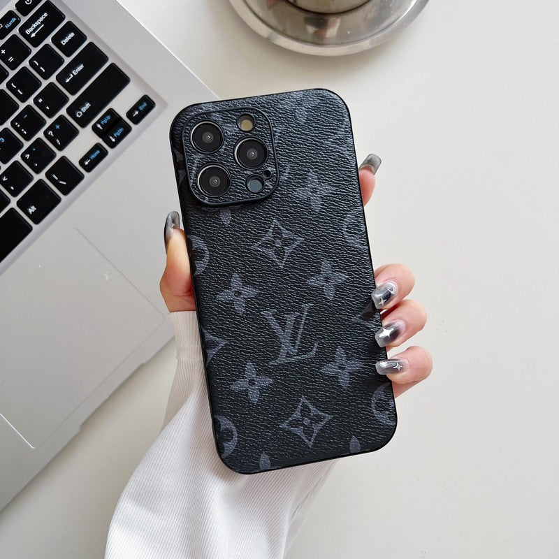 Coque iPhone en cuir couleur classique de luxe