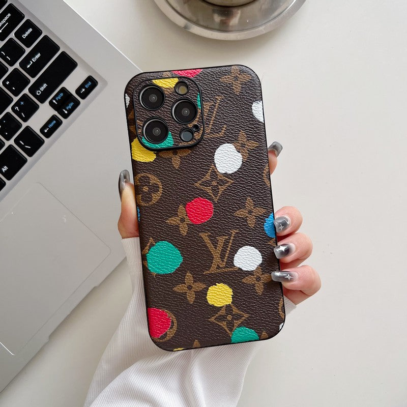 Coque iPhone en cuir couleur classique de luxe