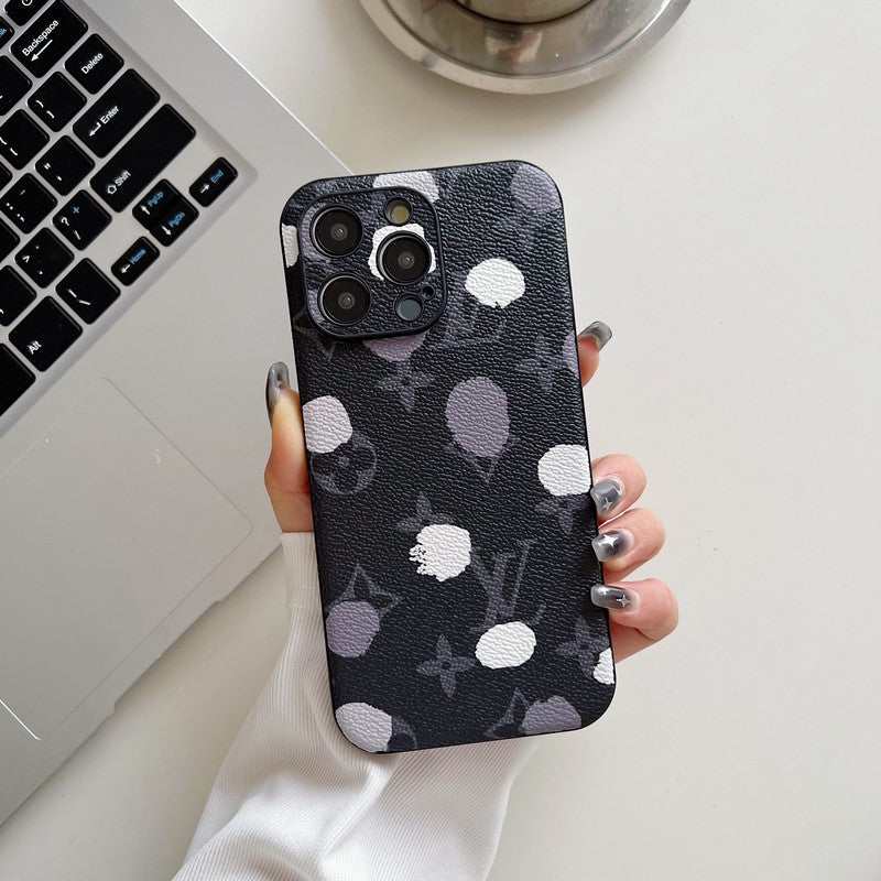 Coque iPhone en cuir couleur classique de luxe