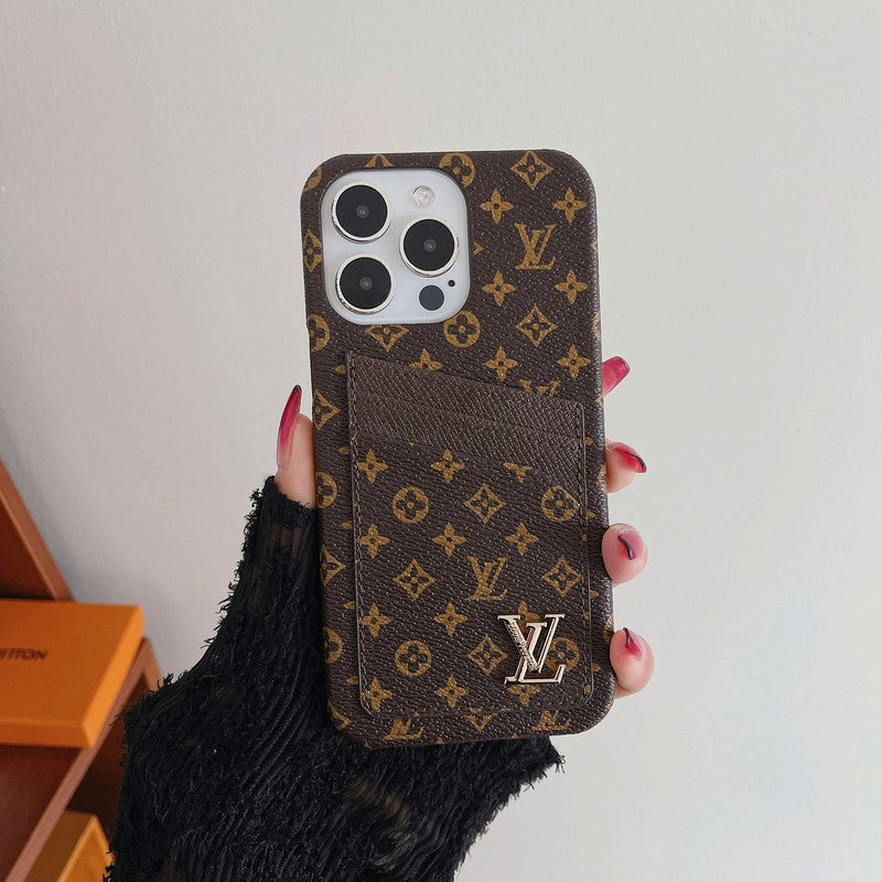 Étui iPhone classique de luxe avec porte-cartes