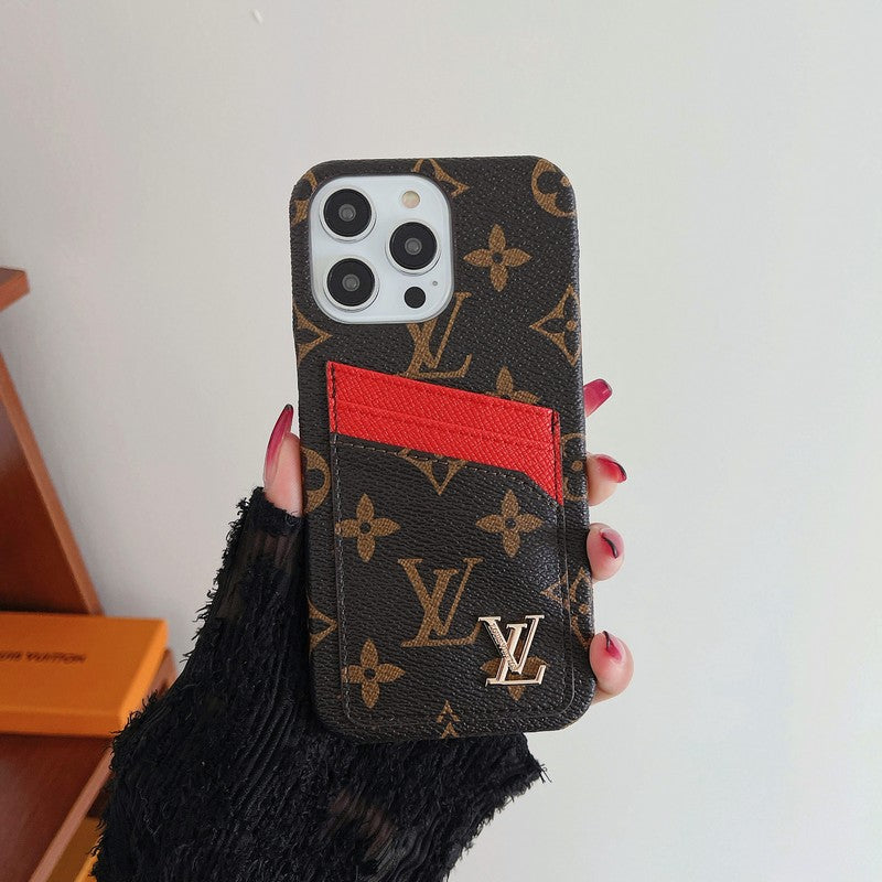 Étui iPhone classique de luxe avec porte-cartes