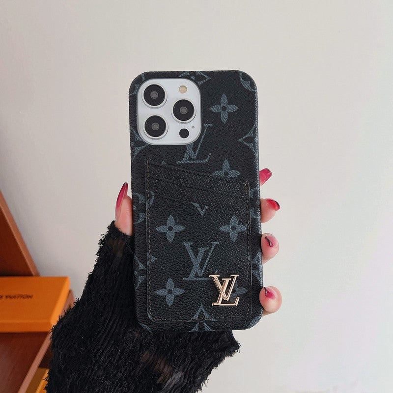 Étui iPhone classique de luxe avec porte-cartes