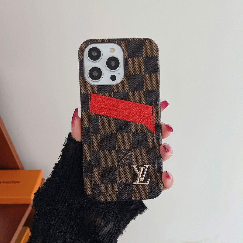 Étui iPhone classique de luxe avec porte-cartes