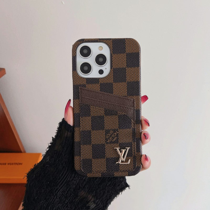 Étui iPhone classique de luxe avec porte-cartes