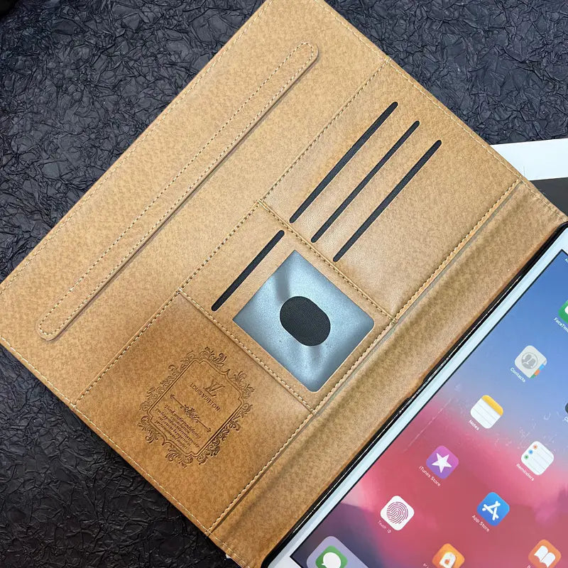 Luxusní černé plátěné monogramové kožené pouzdro s letním motivem pro Apple iPad
